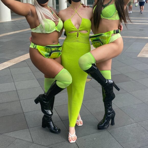 Ronny Kobo Electric Green Knit Dress - Picture 5 of 7